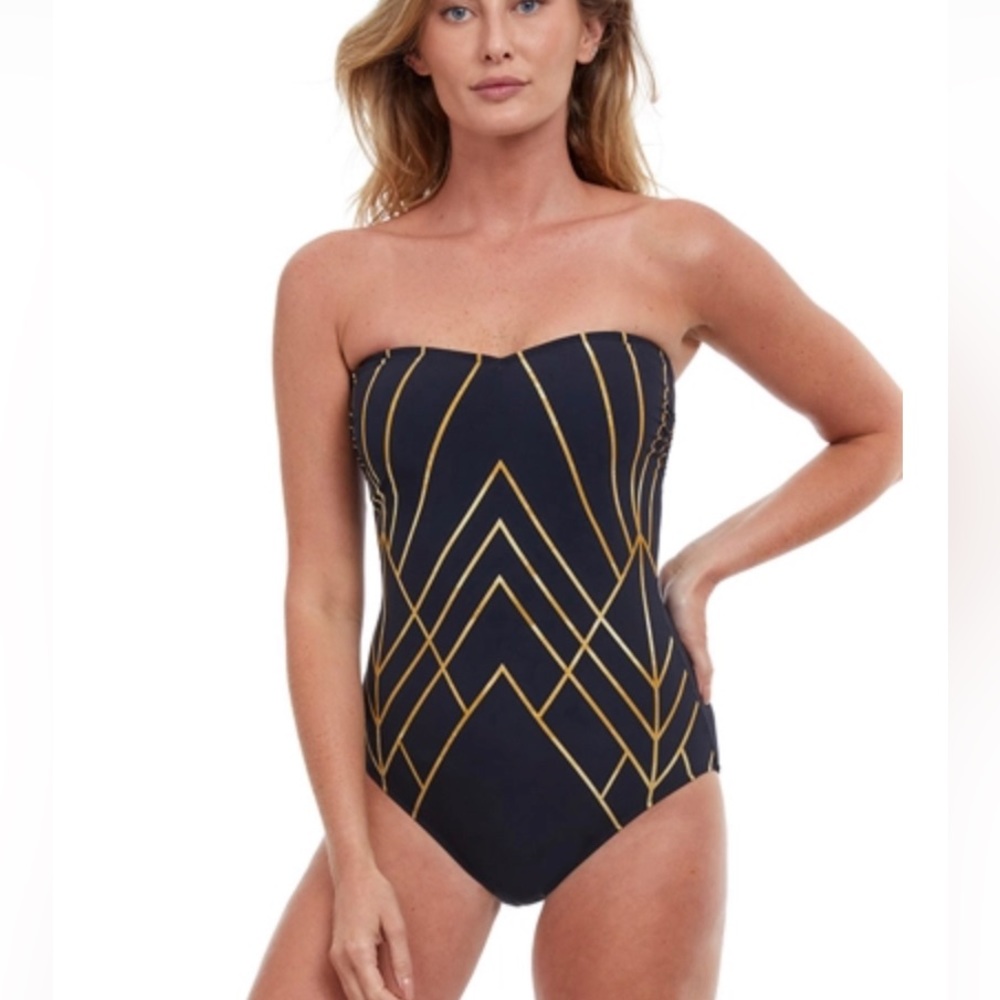 Gottex Strapless Art Deco Swim Suit